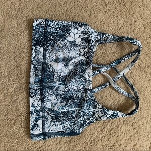 Lululemon energy bra, dark blue flower pattern
